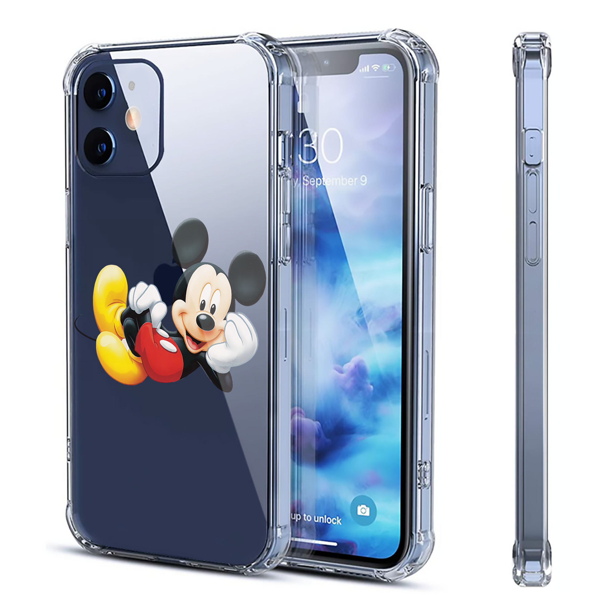 （画像用） ミッキーマウス Mickey Mouse 【iPhone 12シリーズ対応】透明スマホケース（クリアソフトケース）